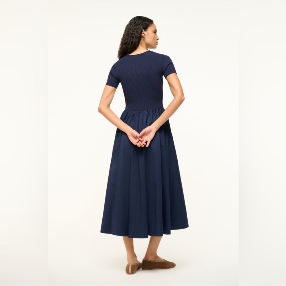 Staud navy Ysabel combo midi dress - Picture 3 of 8